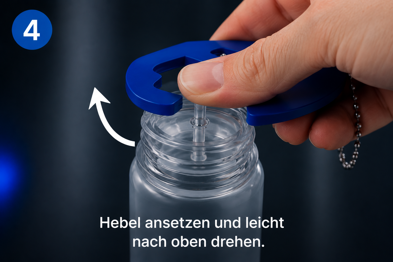 VipLiqKey ansetzen und Liquid Cap leicht hebeln